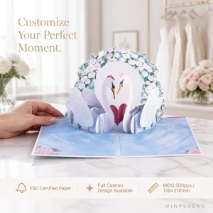 Customization Wedding Invitation Cards 3D Pop Up Creative Design Modern Matte Varnishing 148x210mm Paper Offset
