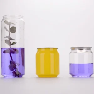 Customize Food Grade 200ml 500ml PET Can Plastic Bottle for Water Juice Soda Milk Tea Custom Logo Screen Printing with Cap