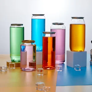 Customized 250ml 8oz Transparent Food PET Milk Tea Fruit Juice Soda Water Packaging Aluminum Plastic Ring Pull Jar Can