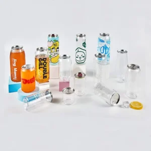 Customized 330ml & 500ml Plastic Beverage Cans Food Safe & Easy Open Aluminum Cap for Soda & Other Beverages MOQ 3000pcs