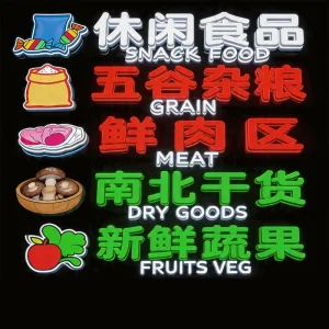 Customized 3D Illuminated Signboards for Supermarket Zoning Advertising and Storefronts in Shopping Malls