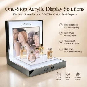 Customized Acrylic Eco-Friendly Cosmetic Display Portable Lights System for Perfume & Countertop Use