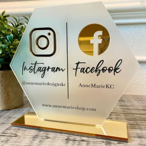 Customized Acrylic Social Media Sign, Mirror Finish, 3 mm, UV Printed