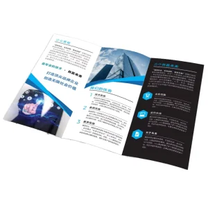 Customized Advertising Brochure Flyer Leaflet Digital Printing Art Paper Custom Logo Book Format Film Lamination