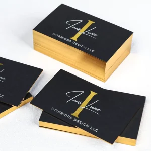 Customized Black Business Card With Gold Foil Edge logo Hot Stamping, Art Paper Free Design Enterprise Visit Business Card