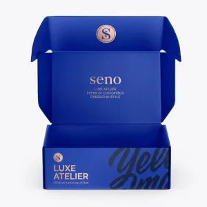 Customized Blue Packaging Boxes with Gold Foil logo Double sided Printed Shipping Boxes for E commerce Cosmetics Mailing