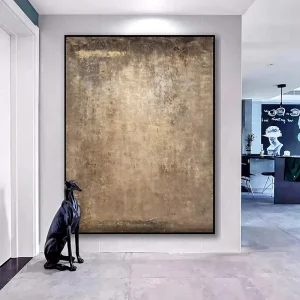 Customized Brown Abstract Texture Canvas Art Neutral Wabi Sabi Wall Art for Hotels Oil Medium