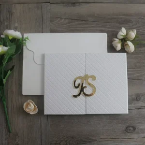 Customized Classic Emboss Design Wedding Invitation
