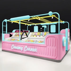 Customized Colorful Ice Cream Kiosk with LED Lighting Modern Mall Gelato Display Stand for Retail Business