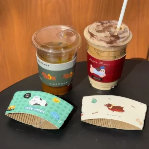 Customized Cup Cover Paper Logo Coffee Beverage Insulation Cartoon