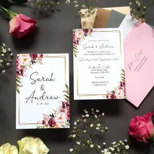 Customized DIY Floral Paper Wedding Invitation Reception Invites Including Envelopes