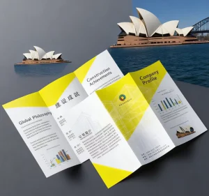 Customized Design Biodegradable Coated Paper Film Laminated Offset Printed Folded Trifold Leaflet Services Booklets Magazine