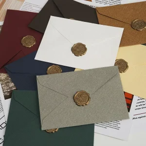 Customized Design Kraft Paper Greeting Card Set with Digital Printing Storage Envelope Antique Love Letter Invitation