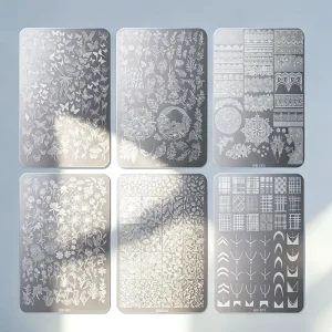 Customized Design Stainless Steel Nail Etching Plate & Template for Professional Salon Use Gravure Printing DAY Design Transfer