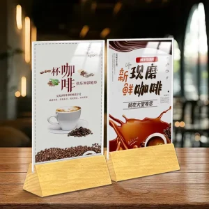 Customized Desktop Diagonal Acrylic Sign Stand Monitor Flyer Menu Paper Holder A5 A6 Advertising Display Stand