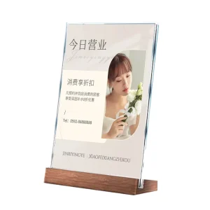 Customized Desktop Natural Wood Colored Display Stand Wood Base Advertising Board Menu Display Poster Board