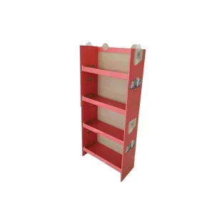 Customized Eco friendly Printed Corrugated Cardboard Snack Display Stand 4 Tier Floor POS Display Rack for Supermarket Promotion