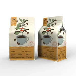 Customized Eight Sided Sealed Coffee Bag Reusable Flat Bottom Plastic Packaging with Side Zipper for Food Packaging