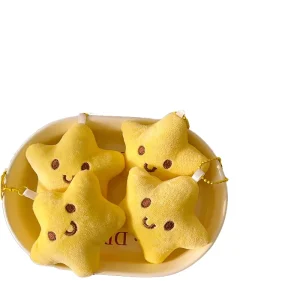 Customized Embroidered PP Cotton Super Soft Plush Star Keychain Promotional Squeeze Stuffed Toys Bag Charm Material