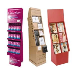 Customized Folding Postcard Cardboard Display Racks Pos Floor Display Stand for Books