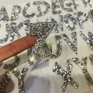 Customized Fonts 3D Letter Crystal Rhinestone Applique Patch Self Adhesive Iron On Decor DIY Bag Garments Clothing