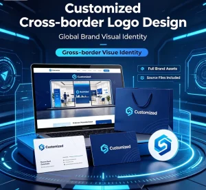 Customized Full Brand Logo Design for Cross border Store Gift Box Paper Cardboard Material Die cut Feature Creative Logo