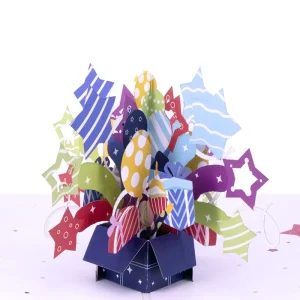 Customized Funny Design WOW Exploding Gift Box Cut Paper Card Happy Birthday 3d Pop Up Cards