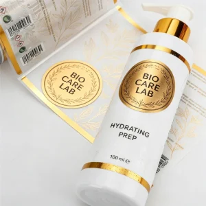 Customized Glossy Waterproof Roll Printed Label Bottle Sticker Fully Transparent Label Sticker