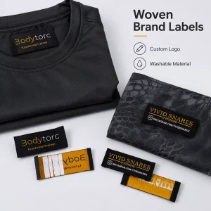 Customized Guaranteed Quality Popular Gold Thread Custom Straight Cut Woven Neck Labels for Clothes