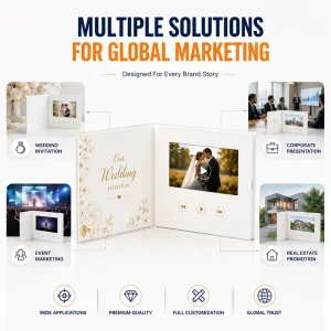 Customized HD Display Digital Album Built in Storage LCD Video Brochure for Wedding Invitation Greeting Card
