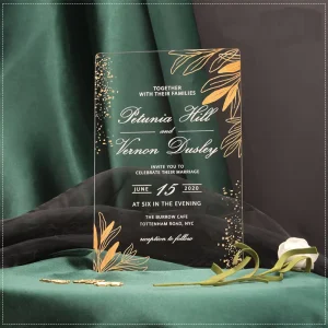 Customized Handmade UV Printed Luxury Elegant Unique European Style Acrylic Wedding Invitation Cards with Love Theme