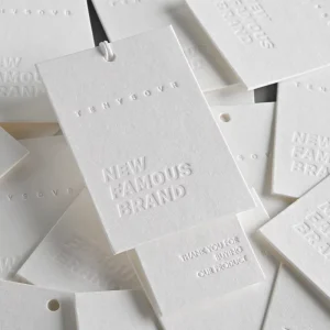 Customized Hang Tag Logo Embossed Matte Finishing Luxury Hangtag Labels Tags Business Card Embossed hang tags