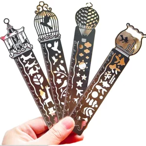 Customized Hollow Stainless Steel Bookmark with Scale Creative Painting Icon