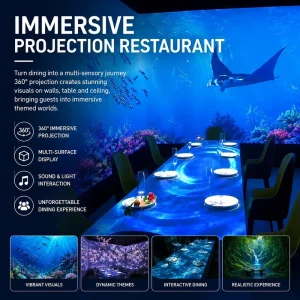 Customized Immersive Projection Restaurant System Interactive Dining Experience Room with 3D Mapping and Motion Tracking