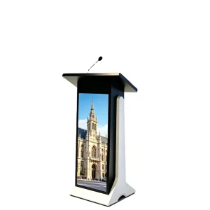 Customized Indoor Podium LED P1.5/P2/P2.5 Pixel Pitch Curved Design Digital Poster Cloud-Based CMS for Education Animation Text