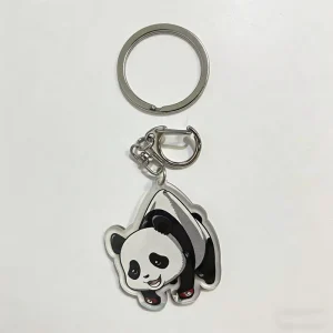 Customized JJK Anime Character Panda Logo Acrylic Charm Keychains Plastic Die Cut Acrylic Keyrings