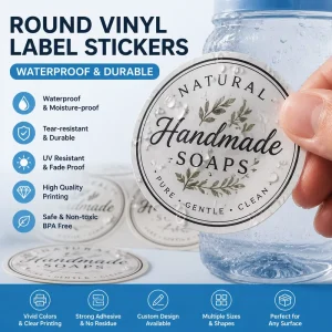 Customized Kitchen Labels Circular Waterproof Vinyl Material Labels Stickers for Cleaning and Personal Care Products