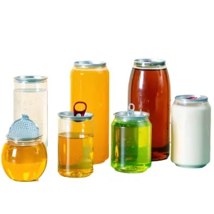 Customized Logo Food Grade PET Plastic Bottle Can Easy to Pull Lid for Beverage Soda Fruit Juice Energy Drinks Beer