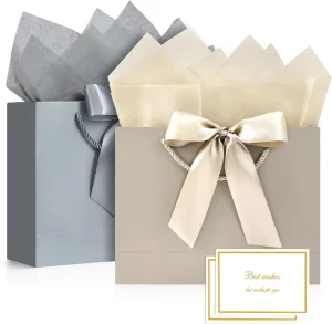 Customized Luxury Gift Paper Shopping Bags Custom Logo Custom Size With Ribbon Handle