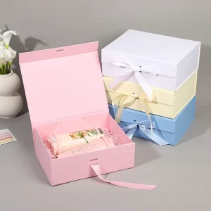 Customized Luxury High End Wedding Gift Box Creative Handmade Foldable Paper with Ribbon Portable for Cosmetics and Perfume