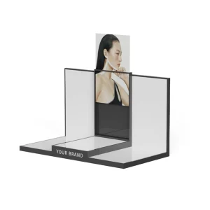 Customized Luxury High end LED Acrylic Cosmetic Display Stand for Brand Store Boutique Beauty Shop Countertop Display Stand