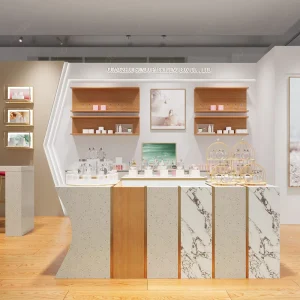 Customized Luxury Perfume & Cosmetic Store Design for Shopping Malls with Cosmetic Display Case LED Lighting