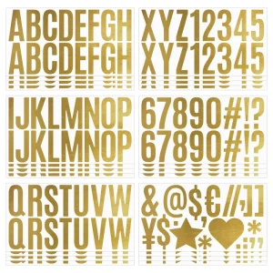 Customized Metallic Gold 3D Letter and Number Self-Adhesive Vinyl Logo Stickers