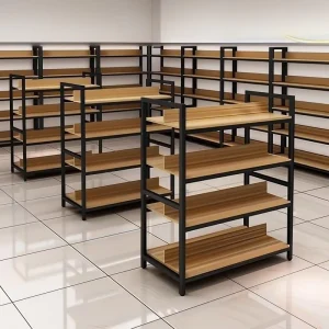 Customized Modern Display Stands Suitable for Department Stores with Adjustable Height Made of Metal and Wooden Materials
