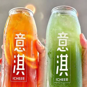 Customized PET Material Beverage Drinking Bottles with Aluminum Lids for Energy Drinks Milk Tea Juice Soda