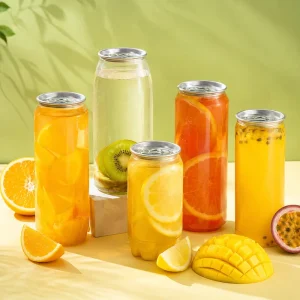 Customized PET Plastic Bottles 500ml 250ml Easy Open Cylinder Beverage Cans Aluminium Lid Screen Printing Energy Drinks Juice