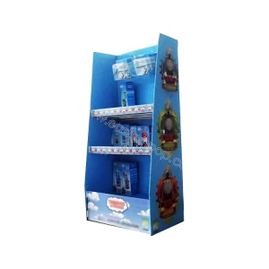 Customized Paperboard Display Stand with 3 Shelves for Baby Diapers and Baby Products in Stores