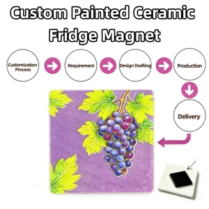 Customized Personalized DIY Fruits Series Painted Ceramic Fridge Magnet Promotion Gift