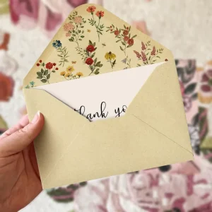 Customized Printed Greeting Birthday Card Flower Printing Custom Luxury Greeting Thank You Floral Cards with Envelope