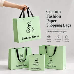 Customized Printed Luxury Clothing Gift Cardboard Paper Bags Logo with Length Handle Ribbon